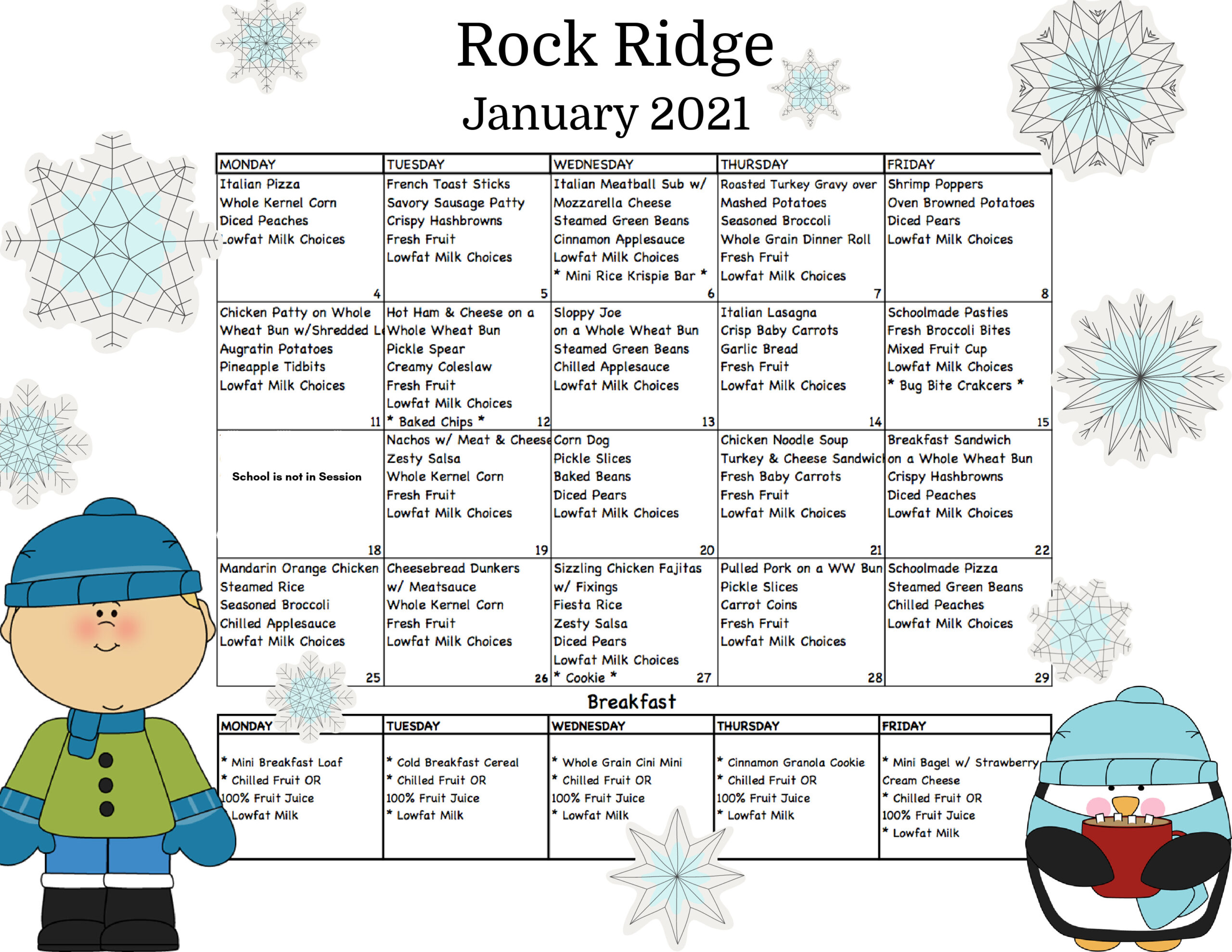 Monthly Menus – Rock Ridge Public Schools