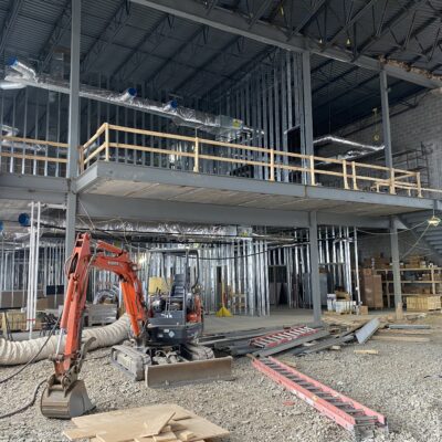 This is the north side of the heart. You can see the stairs to the second floor are going up. The maker space room will be overlooking the heart.
