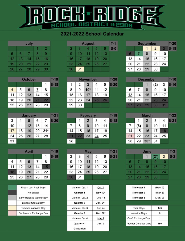 Calendar Rock Ridge Public SchoolsRock Ridge Public Schools