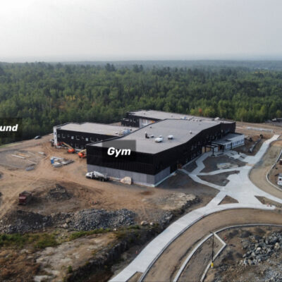 This view of the Laurentian Elementary is from the North. The parking lot and grounds are starting to take shape. 