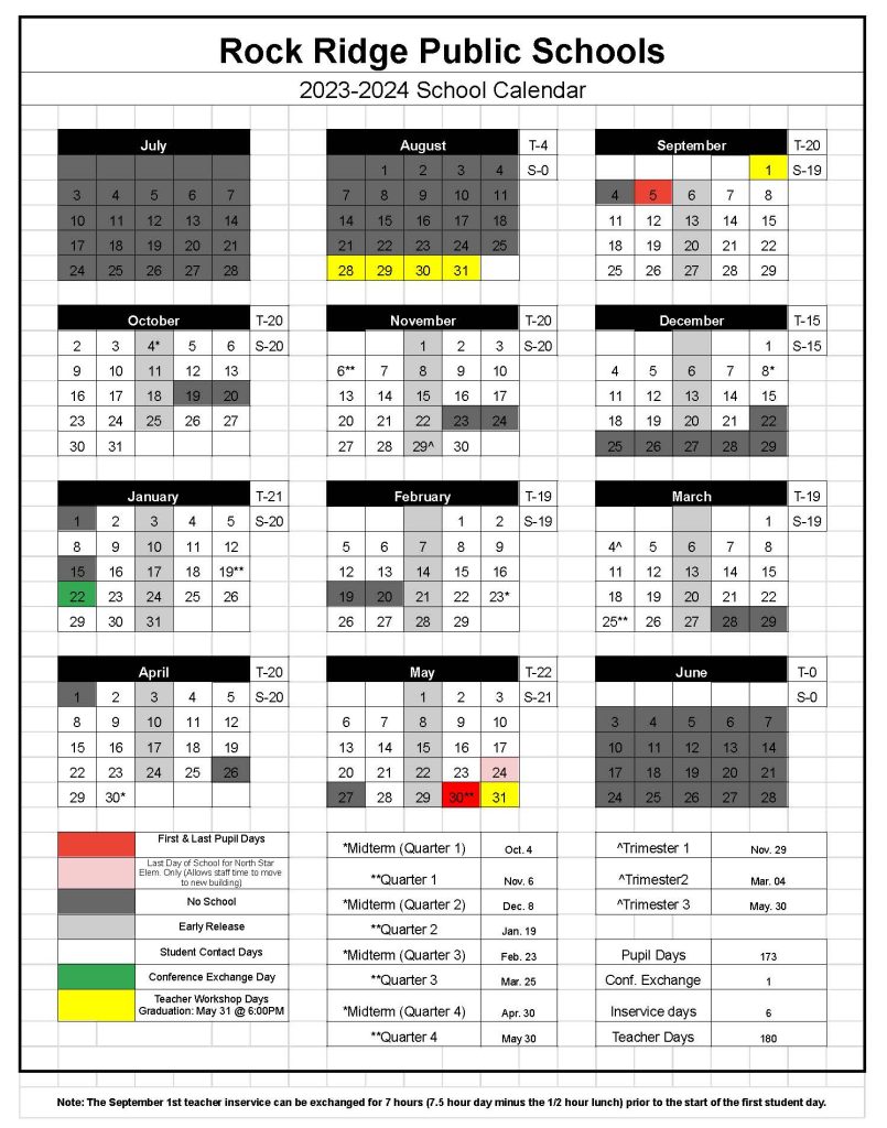 Calendar Rock Ridge Public Schools